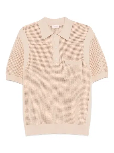 Fursac Pocket Openwork Polo Shirt In Neutral