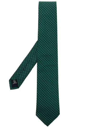 Fursac Polka-dot Silk Tie In Green