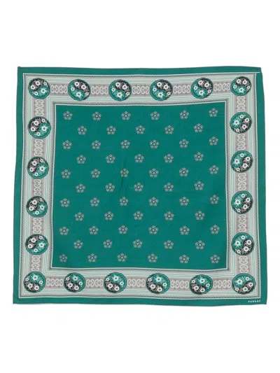 Fursac Printed Bandana Scarf In Green