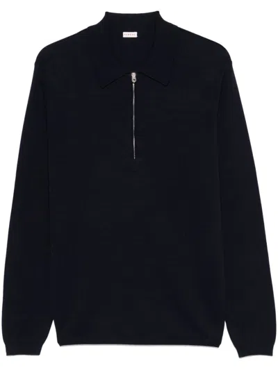 Fursac Ribbed Knit Polo Shirt In Blue