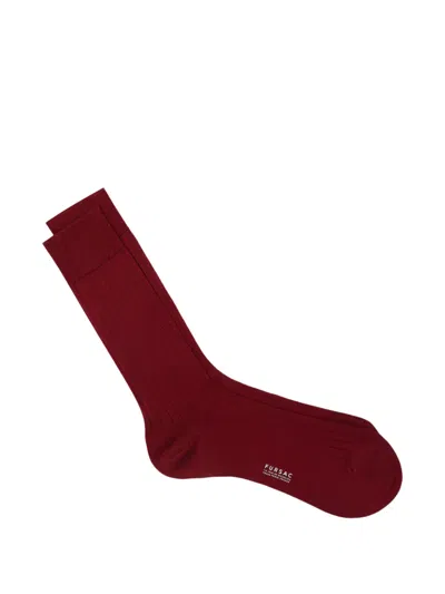 Fursac Ribbed-knit Socks In Burgundy