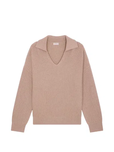 Fursac Ribbed-knit V-neck Sweater In Neutral