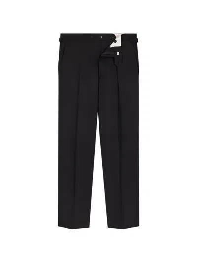 Fursac Satin-trimmed Virgin-wool Trousers In Black