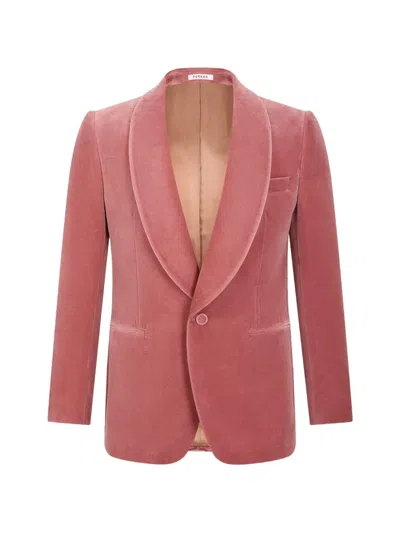 Fursac Shawl-lapel Velvet Blazer In Pink