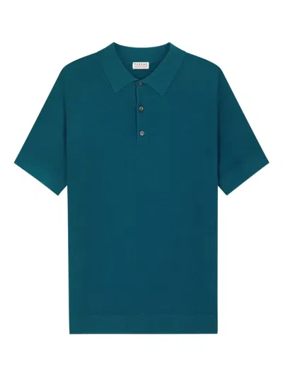 Fursac Short-sleeve Knitted Polo Shirt In Blue