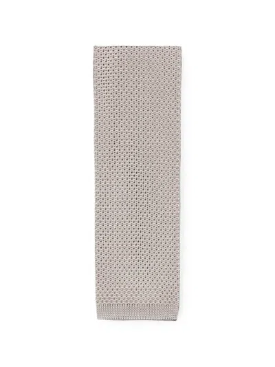 Fursac Silk Knitted Tie In White