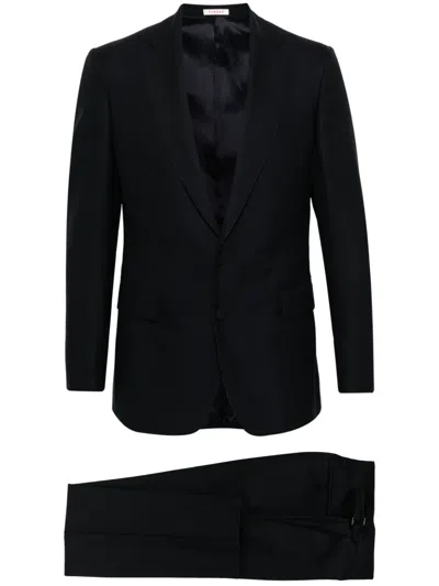 Fursac Single-breasted Faille Wool Tuxedo In Blue