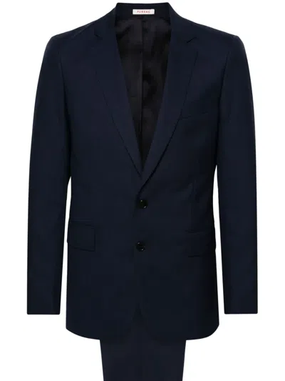 Fursac Single-breasted Suit In Blue