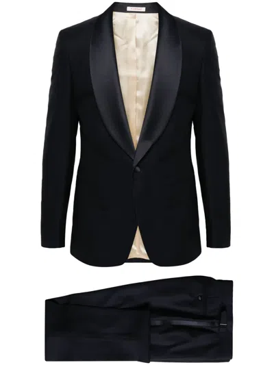 Fursac Virgin Wool Single-breasted Suit In Blue