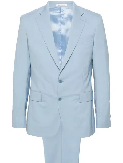 Fursac Single-breasted Virgin-wool Suit In Blue
