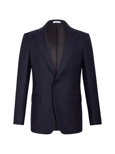 Fursac Single-breasted Virgin Wool-blend Blazer In Blue