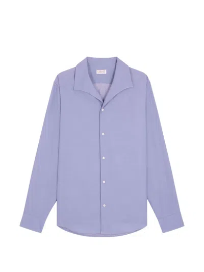 Fursac Spread-collar Long-sleeve Shirt In Purple