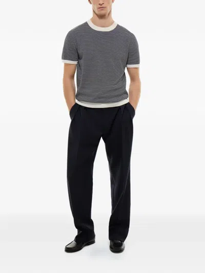 Fursac Striped Short-sleeve T-shirt In Black