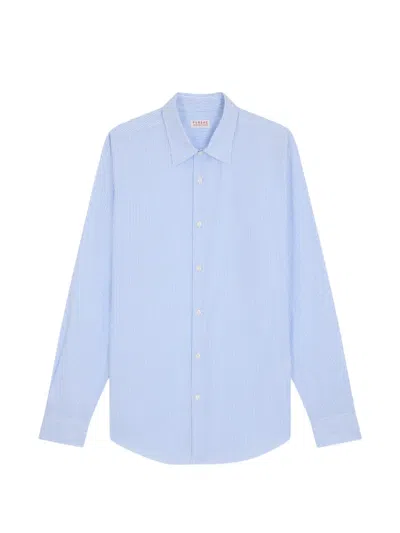 Fursac Striped Straight-collar Shirt In Blue