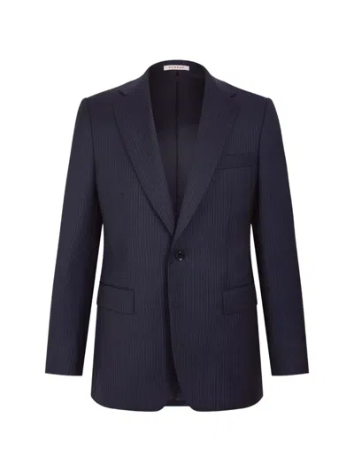 Fursac Striped Wool Suit Jacket In Blue