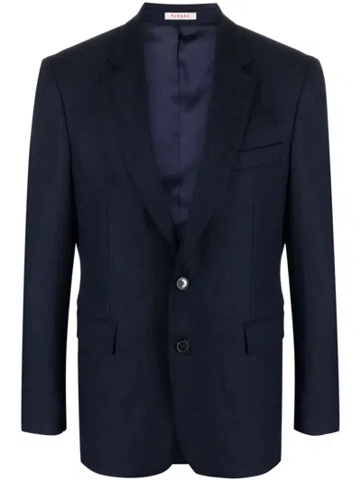 Fursac Virgin Wool-blend Single-breasted Blazer In Blue