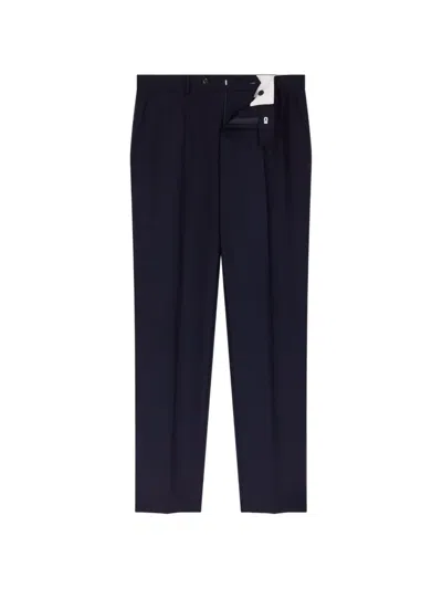 Fursac Virgin Wool Tailored Trousers In Blue