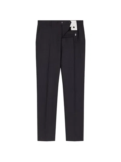 Fursac Virgin-wool Tailored Trousers In Blue