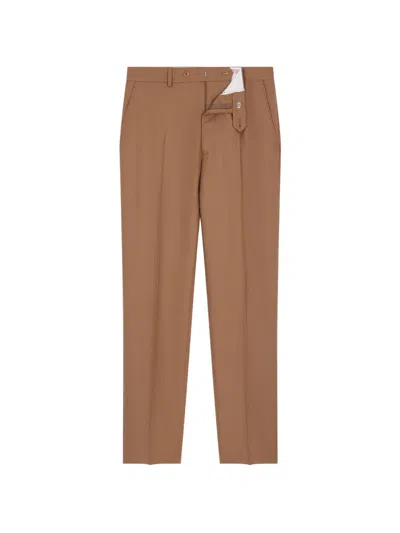Fursac Virgin-wool Trousers In Brown