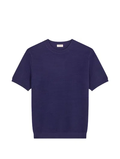 Fursac Waffle-texture T-shirt In Blue