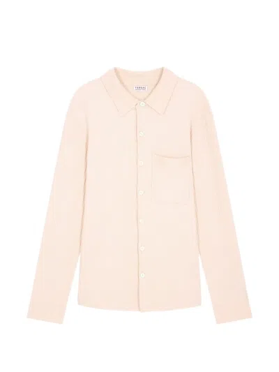 Fursac Waffle-knit Long-sleeve Shirt In Pink
