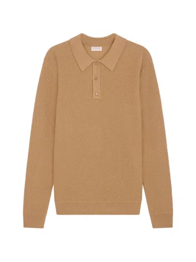 Fursac Waffle-knit Wool Polo Shirt In Black