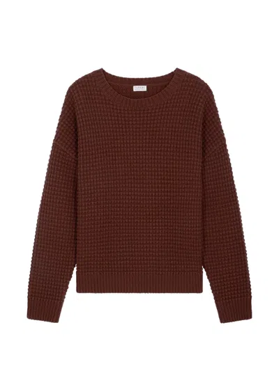 Fursac Waffle-knit Wool Sweater In Burgundy