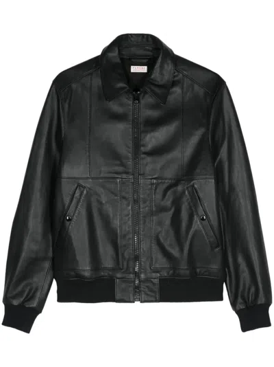 Fursac Zip-up Leather Jacket In Black
