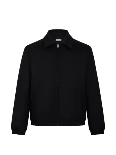 Fursac Zip-front Spread-collar Jacket In Black