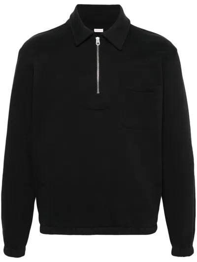 Fursac Zipped Cotton Jumper In Schwarz