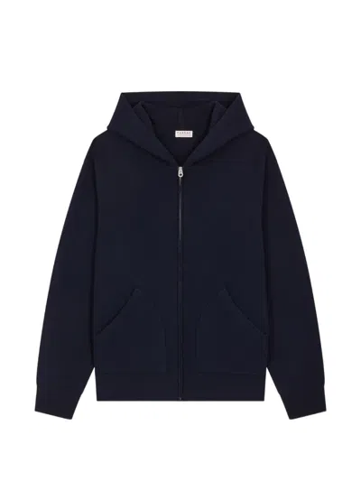 Fursac Zip-up Hooded Cardigan In Blue