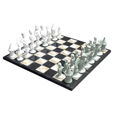 Pre-owned Furstenberg Porcelain Fürstenberg Porcelain Chess Set On Marble Board, C.1947. In Gray