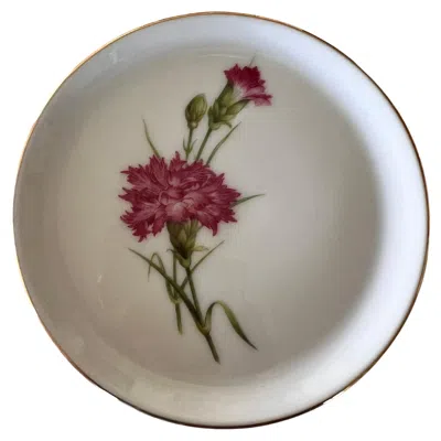 Pre-owned Furstenberg Porcelain Furstenberg Germany Vintage Flower Round Gold Leaf Trinket Plate In Gray