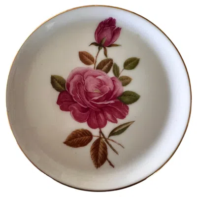 Pre-owned Furstenberg Porcelain Furstenberg Germany Vintage Flower Round Gold Leaf Trinket Plate In Gray