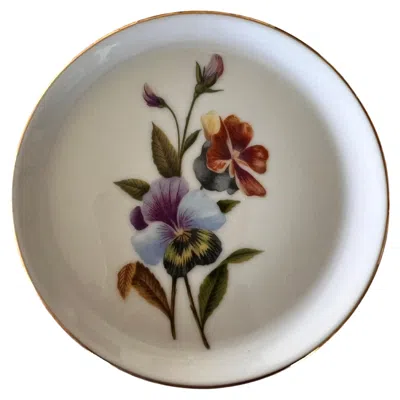Pre-owned Furstenberg Porcelain Furstenberg Germany Vintage Violet Flowers Round Gold Leaf Trinket Plate In Purple