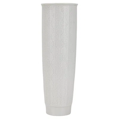 Pre-owned Furstenberg Porcelain Furstenberg White Porcelain Vase Floral Organic Leaf Relief Pattern