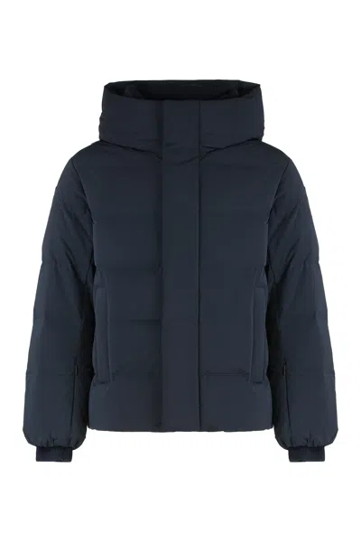 Fusalp Atila Hooded Short Down Jacket With Elastic Cuffs In Blue