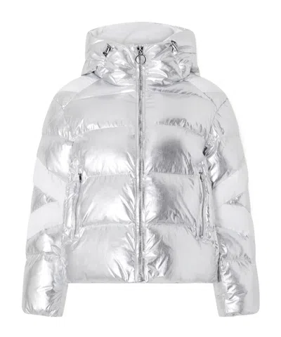 Fusalp Charloy Hooded Quilted Padded Metallic Shell Jacket In Silver