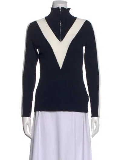 Pre-owned Fusalp Colorblock Pattern Mock Neck Top In Blue