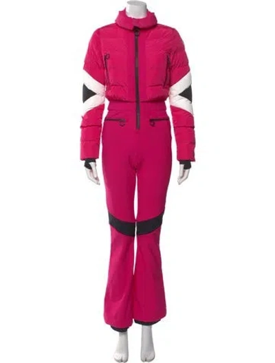 Pre-owned Fusalp Colorblock Pattern Turtleneck Jumpsuit In Pink