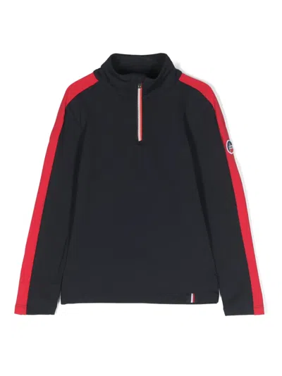Fusalp Kids' Contrasting-stripe Logo Jumper In Blue