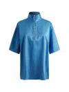 Fusalp Diamond-pattern Zip-neck T-shirt In Blue