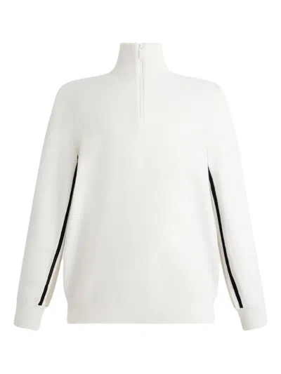 Fusalp Intarsia-striped Half-zip Sweater In White