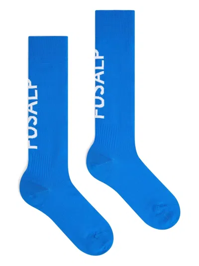Fusalp Jacquard-logo Socks In Blue