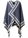 Fusalp Jacquard Poncho In Blue