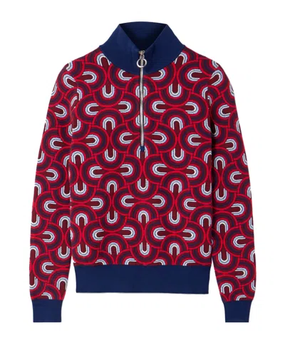 Fusalp Jacquard-knit Half-zip Sweater In Red