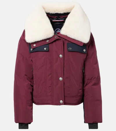 Fusalp Lakki Faux-fur-collar Jacket In Burgundy