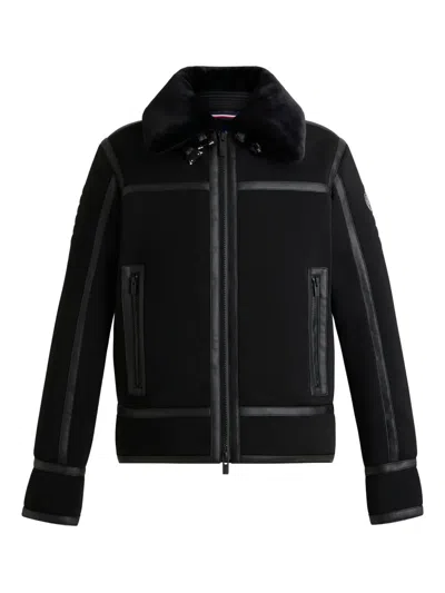 Fusalp Leather-trimmed Bomber Jacket In Black