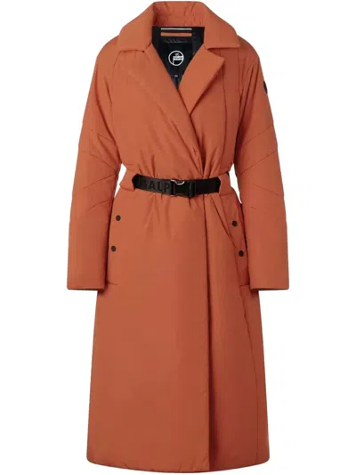 Fusalp Logo-patch Trench Coat In Orange