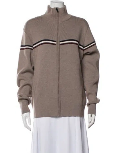 Pre-owned Fusalp Merino Wool Striped Jacket In Neutrals